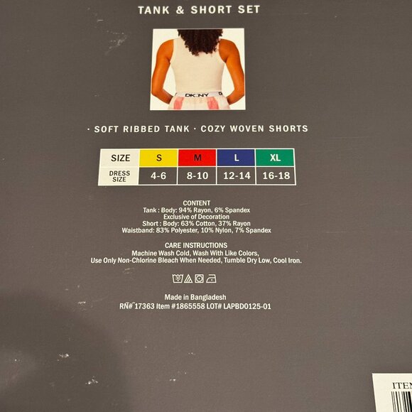 New DKNY Tank and Short Set Large - Picture 4 of 4